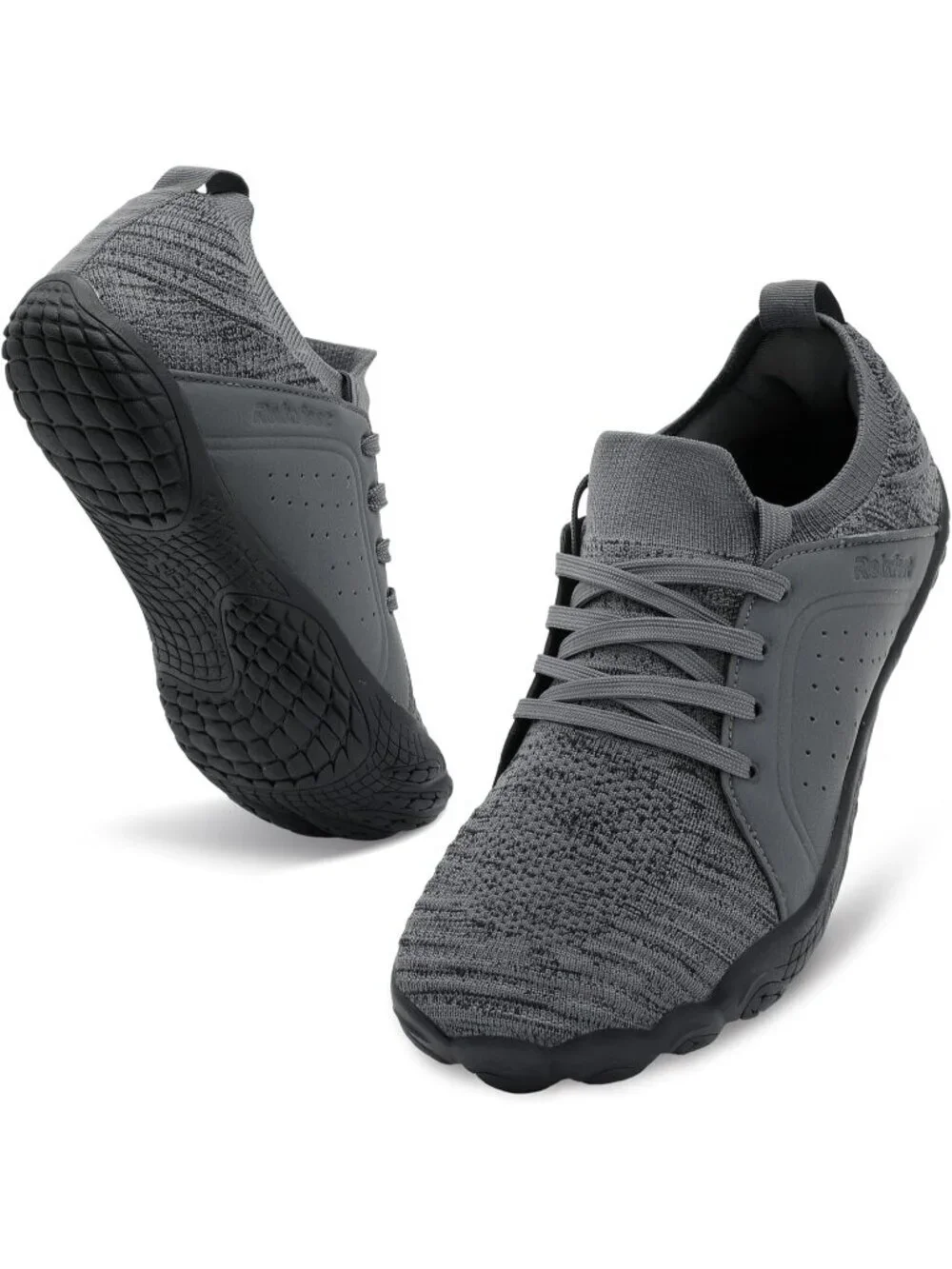 Men's Grey Barefoot Trail Running Shoes Minimalist Wide Toe Box Design Non-Slip